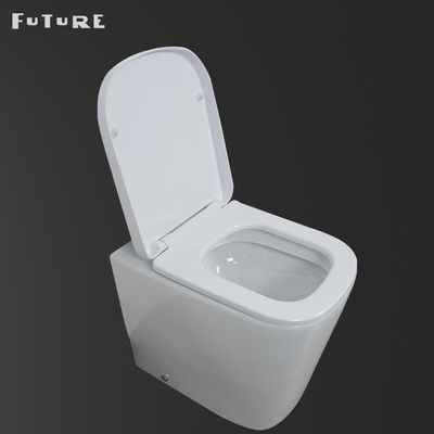 CE مربع کوتاه پروجکشن برگشت به دیوار توالت 480 میلی متری فلاشینگ دو دکمه