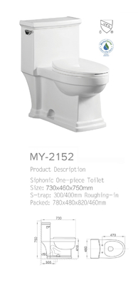 S Trap Siphonic One Piece Toilet Style European Antibacterial