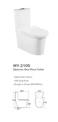 دکمه ضد باکتری S Trap Siphonic One Piece Wc Flushing