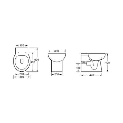 بی صدا Stabilize Bathroom Back to Wall توالت سفید مقاوم در برابر خش