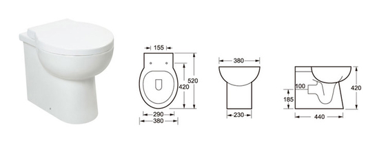 بی صدا Stabilize Bathroom Back to Wall توالت سفید مقاوم در برابر خش
