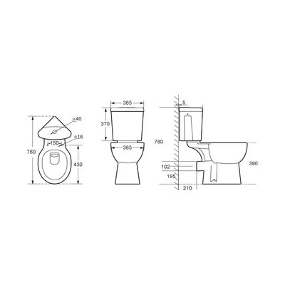 CE Flush Button Contemporary Close Coupled Toilt Longed Automatic